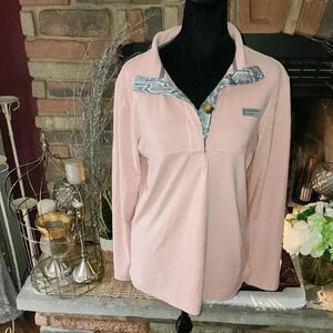 Simply Southern Pink Quarter-Zip Long Sleeve Polo Top